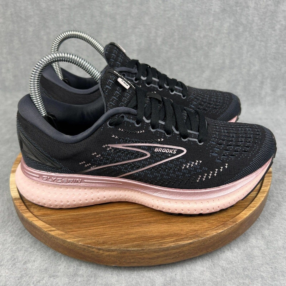 Brooks Glycerin 19 Womens 7 Black Pink Running Shoes Athletic Sneakers Gym Walk